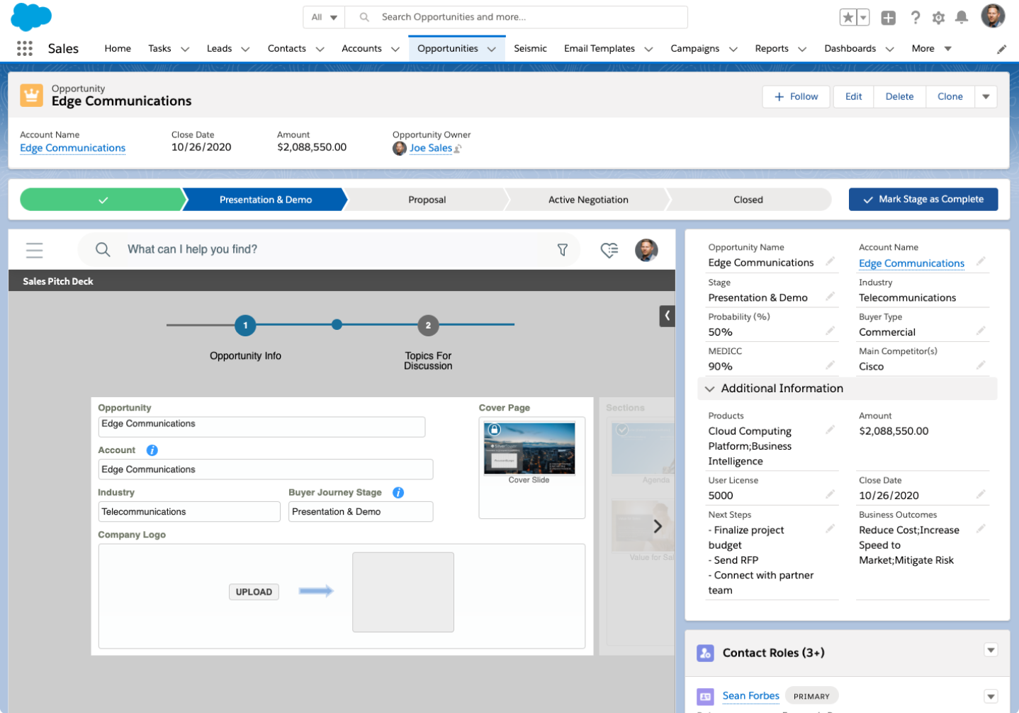 Salesforce + Seismic Sales Enablement Integration