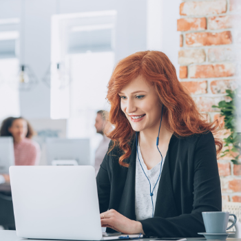 Woman working on a laptop