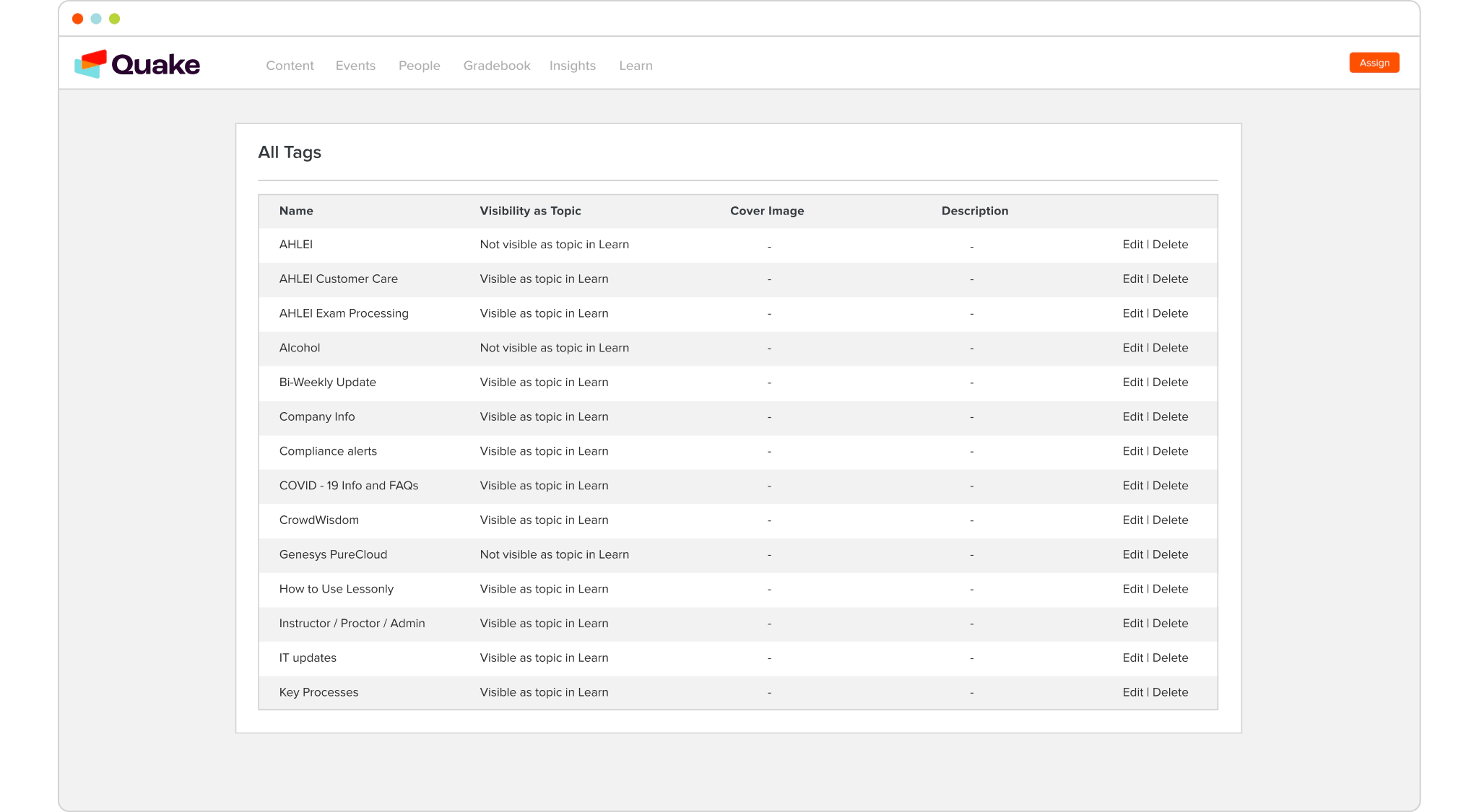Screenshot of All Tags.
