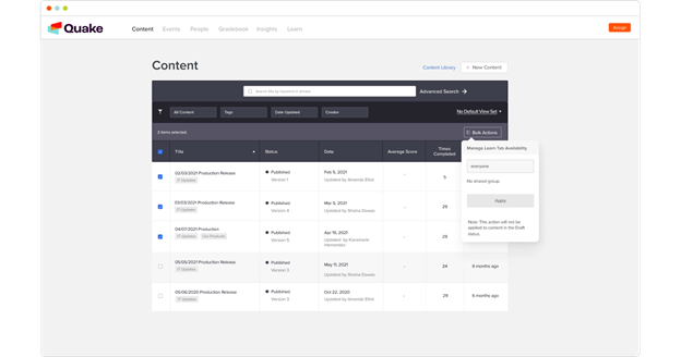 Manage Learn Tab Availability screenshot