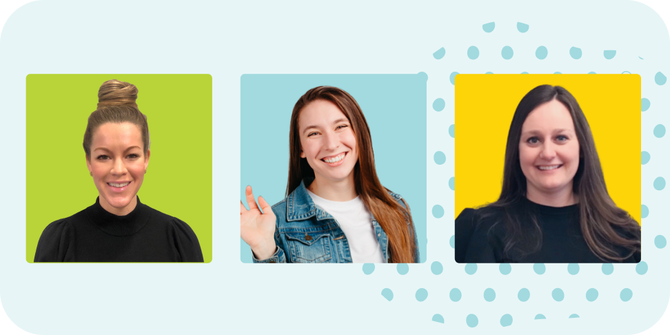 Portraits of three smiling women.