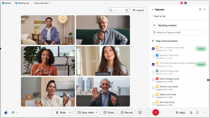 A screenshot of Webex by Cisco meeting.