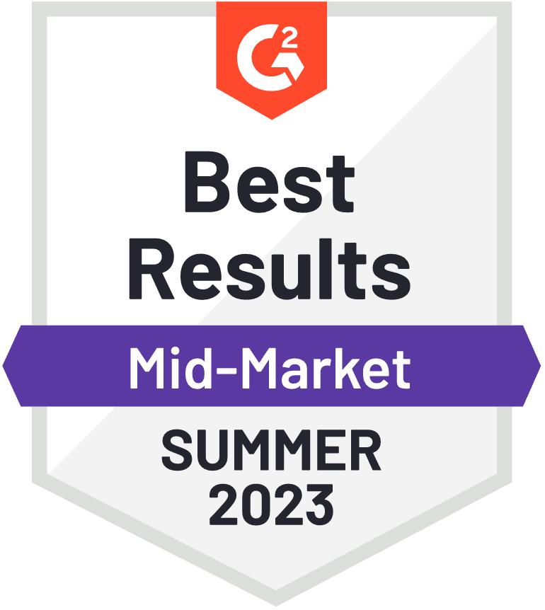 G2 Best Results Mid-Market Summer 2023