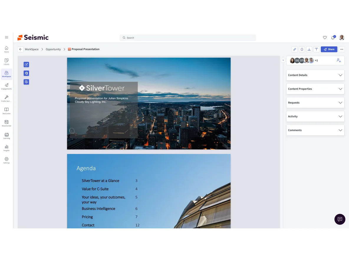 A screenshot of workspace to personalize content.