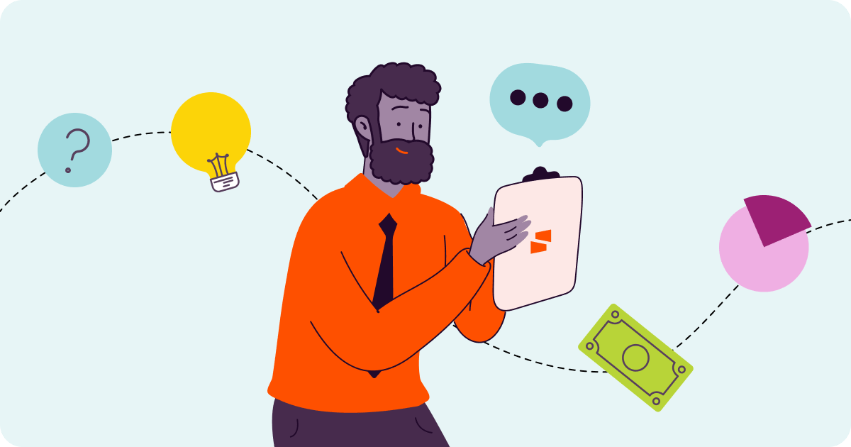 Illustration of person looking at a clipboard